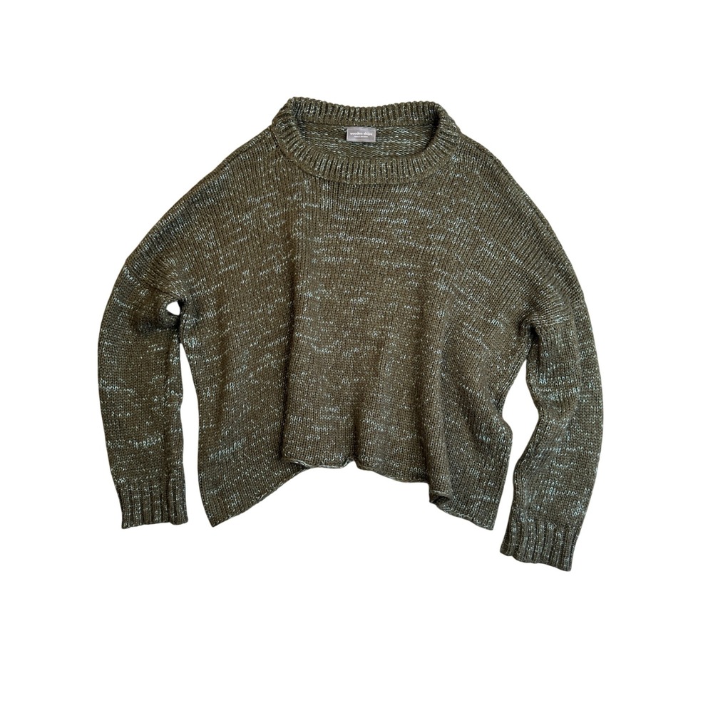 Wooden Ships Mohair Wool Oversized Slouchy Knit Sweater Olive Green Womens S/M